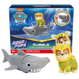 Kit de Bonecos de Ação Aqua Pups Rubble e Hammerhead para Crianças Acima de 3 Anos, Patrulha Canina