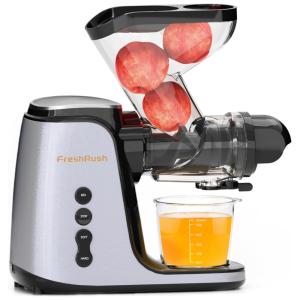 Centrifuga de Frutas com Calha de Alimentação Dupla Grande de 9 cm e 3 Modos de Mastigação, 110V 200W, FreshRush, Prata