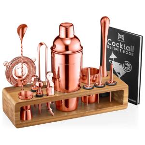 Kit Bartender Modern Mixology com 23 Peças e Livro de Receitas em Inglês, Rose Gold
