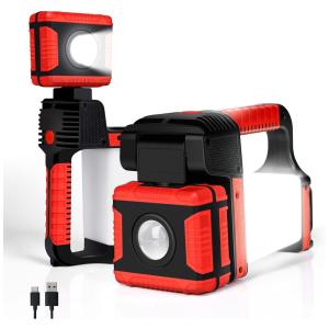 Lanterna 6000LM á Prova D IP44, com Tripé e Carregador USB, CLAKAP, Vermelho