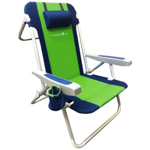 Cadeira de Praia Dobrável e Portátil com 5 Posições, Bolsos e Porta Copos, Chaby, Azul