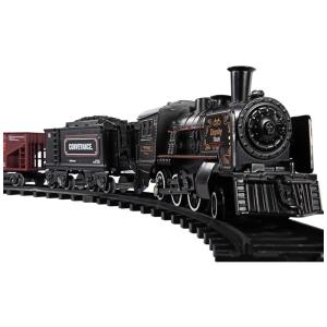 Conjunto de Trenzinho de Brinquedo com Som de Trem Realista, Luzes e Fumaça para Crianças de 3 a 8 anos, Babyhome, Preto