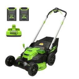 Cortador de Grama Sem Fio Greenworks 60V, Autopropelido com Luzes LED, Cabos de Alumínio, 2 Baterias de 4.0Ah e Carregador Rápido com Duas