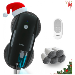 Robô Limpa Vidros de Janelas Automático com Controle Remoto e Spray Ultrassônico, 14V FMART, Preto