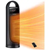 Aquecedor Elétrico Portátil 1500W 110V com Tela LED, Controle Remoto e Temporizador - GiveBest Preto