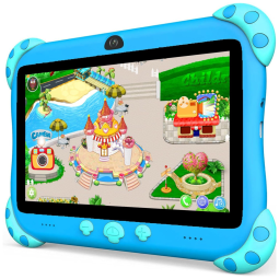 Tablet Infantil 7 Educativo com Controle de Pais, WiFi e Câmera Dupla, Android 10 32GB RAM, YINOCHE, Azul