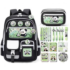 Mochila Infantil Fimibuke com Estojo e Kit Escolar Panda 28 Peças