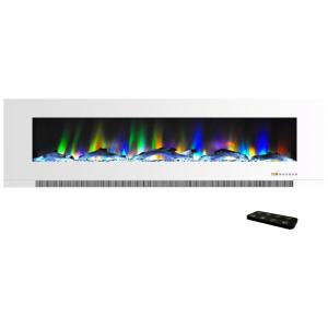 Lareira Elétrica de Embutir A50x152L com Chamas Multicolorida, 110V, Cambridge CAM60WMEF, Branca