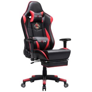 Cadeira Gamers Ficmax, Ergonômica, Reclinável, Com Massagem, 360 Graus, Preto, Vermelho