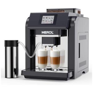 Cafeteira Elétrica Programável ME 712 com Controle de Temperatura, Tela LCD e Vaporizador, 110v, MEROL, Preto