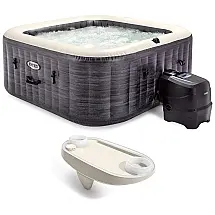 Spa Inflável Hidromassagem para 4 Pessoas com Supote para Celular e Tablet, Intex 28449EP, Cinza