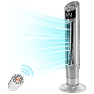 R.W.FLAME RW5304 S 2 Ventilador de Torre com 8 Velocidades, Controle Remoto, 110V, Prata