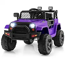 Carro Elétrico Infantil a Bateria 12V com Luzes LED, Buzina. MP3 e Suspensão de Mola, HONEY JOY, Roxo