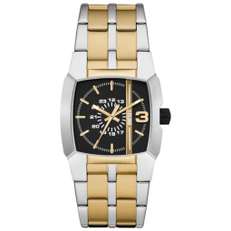 Relógio Masculino Analógico de Quartzo com Pulseira de Aço Inoxidável, Diesel DZ2169, Dourado e Prata