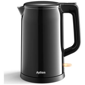 Chaleira Elétrica 1.7L com Desligamento Automático e Proteção de Fervura, 110V 1500W, Aylion, Preta