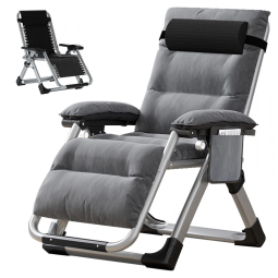 Cadeira Reclinável Ajustável Gravidade Zero com Apoio de Cabeça e Porta Copos, LILYPELLE, Cinza