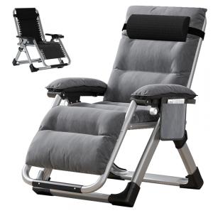 Cadeira Reclinável Ajustável Gravidade Zero com Apoio de Cabeça e Porta Copos, LILYPELLE, Cinza