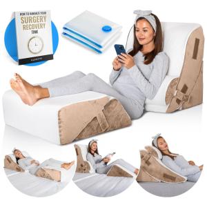 Conjunto de 5 Travesseiros Ortopédicos em Cunha para Cama, Apoio para Pernas e Recuperação Pós-Cirúrgica, Alívio de Dor e Refluxo Ácido