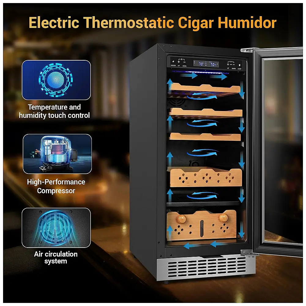 Humidor Elétrico Velieta Aço Inoxidável Controle Digital Temperatura 115V — foto 2