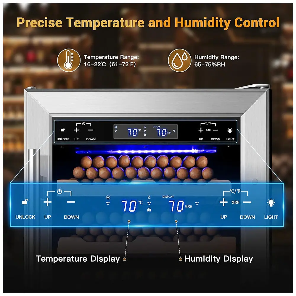 Humidor Elétrico Velieta Aço Inoxidável Controle Digital Temperatura 115V — foto 3