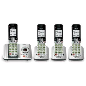 Telefone Sem fio Atendimento Identificação de Chamadas, Em Espera, 4 Aparelhos, VTECH CS6529 4, Prateado