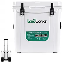 Cooler Térmico Portátil 42 Litros com Rodas, Landworks, Branco