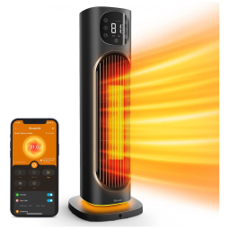 Aquecedor Elétrico Inteligente para Uso Interno com Termostato, APP Controle de Voz e Luz Noturna RGB, 110V 1500W, Govee, Preto