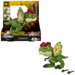 Brinquedo Dinossauro Dilophosaurus com Ação de Tiro Estilo Dardo, Som e 2 Projéteis, Mattel