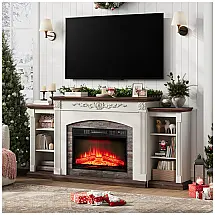 Lareira Elétrica J-yaamiZz 183x91cm 1600W Rack TV 80pol Chamas LED 110V