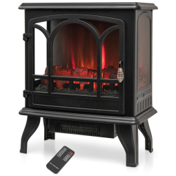 Lareira Elétrica Portátil com Vista Panorâmica de 3 Lados e Proteção Contra Superaquecimento, 110V 1400W, Tangkula, Preta