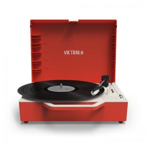 Toca Discos 3 Velocidades, Mesa Giratória Bluetooth Acionada por Correia e Radiador de Graves Integrado, Victrola Re Spin, Vermelho