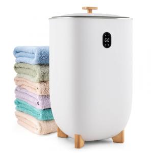 Aquecedor de Toalha Elétrico 35L com Porta Aromas, Modo de Secagem e Temporizador de 20-90 Minutos, 110V, Tangkula, Branco e Marrom