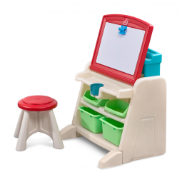 Mesa de Atividades 2 em 1 para Crianças Flip Doodle Easel com Banco e Cavalete de Arte, Ideal para Desenhar e Pintar, Step2, Colorida