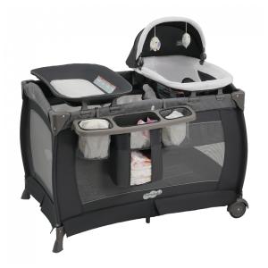 Berço Cercado Portátil com Cercadinho Dobrável para Bebês, Colchão e Trocador de Fraldas, Pamo Babe, Cinza e Preto