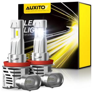 Kit Xenon Lâmpadas Branca 15000 Lumens 6500K, H8 H9, 2 Peças, AUXITO H11 LED, Prateado