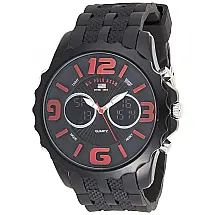 Relogio Masculino Digital e Analógico com pulseira de silicone esportivo, U.S., U.S. POLO ASSN. US9117, Preto
