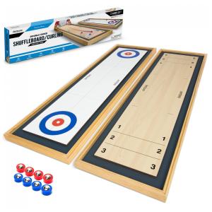 Jogo de Mesa Shuffleboard e Curling 2 em 1, Clássico de Mesa ou Tamanho Gigante, Escolha o Seu Estilo para até 4 Jogadores, GoSports