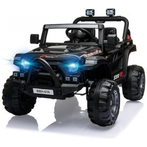 Carro Elétrico Infantil a Bateria 12V 2 Assentos com 3 Velocidades e Porta USB e AUX, TINKEAL, Preto