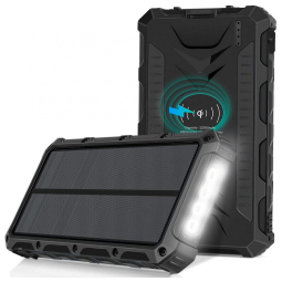 Powerbank Carregador Solar 20000mAh, Qi Sem Fio LED Resistente a Água Camping Nautica Praia Viagem