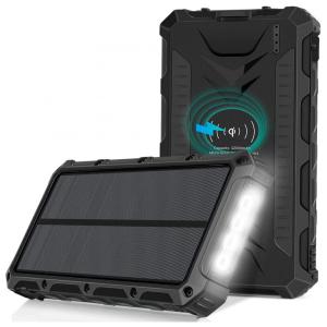 Powerbank Carregador Solar 20000mAh, Qi Sem Fio LED Resistente a Água Camping Nautica Praia Viagem