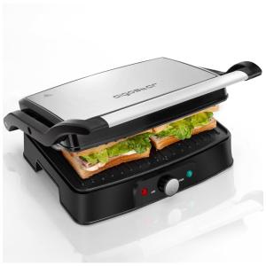 Electric Panini Press Indoor Grill Sandwich Maker, Aigostar 1500 Watts Versatile Grills with Floating H, Removable Drip Tray and 180 Degree