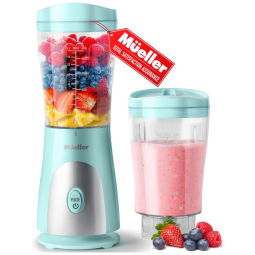 Liquidificador para Vitaminas 440mL com Copo de Viagem e Tampa para Shakes, 110V, Mueller, Azul