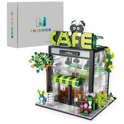 Kit de Construção Cafeteria Street View, 589 Peças, ENJBRICK, Verde