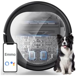 Aspirador de Pó Robô com Conexão via APP WIFI e Auto Esvaziamento, 110V, Meetrifo Emma, Preto