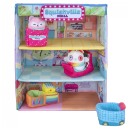 Kit 2 Pelúcias Squishmallows de 5 cm PEI e RHIANNON com Playset para Crianças, Squishville SQM0161, Colorido