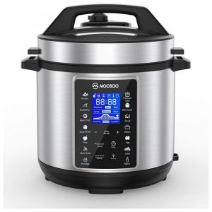 MOOSOO Panela de Pressão Elétrica de 5.6L, Multifuncional, 1000W, 110V, Prata