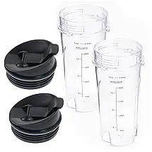 Atuwebo Jarras de Reposição 470ml para Liquidificador Ninja QB3001SS e Modelos Compatíveis - Kit 2 Unidades com Tampas Vedantes