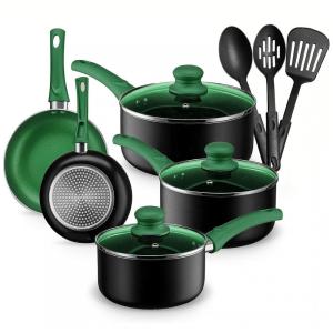 s Conjunto de Panelas e Frigideiras Antiaderentes, 11 Peças, CHEFS STAR, Verde
