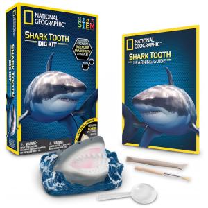 Kit de Escavação de Dentes de Tubarão Reais para Crianças, NATIONAL GEOGRAPHIC 80473, Azul