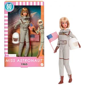Barbie Miss Astronaut 60 Anos - Boneca colecionável Barbie Miss Astronaut 60 Anos com traje espacial prateado, capacete e botas